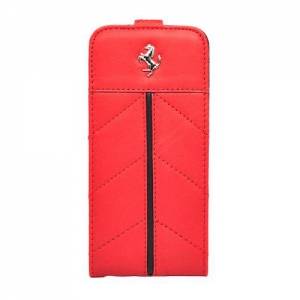 Купить Кожаный чехол Ferrari для iPhone 5/5S California Flip Red с флипом блокнот (красный) FECFFL5R онлайн online интернет-магазин